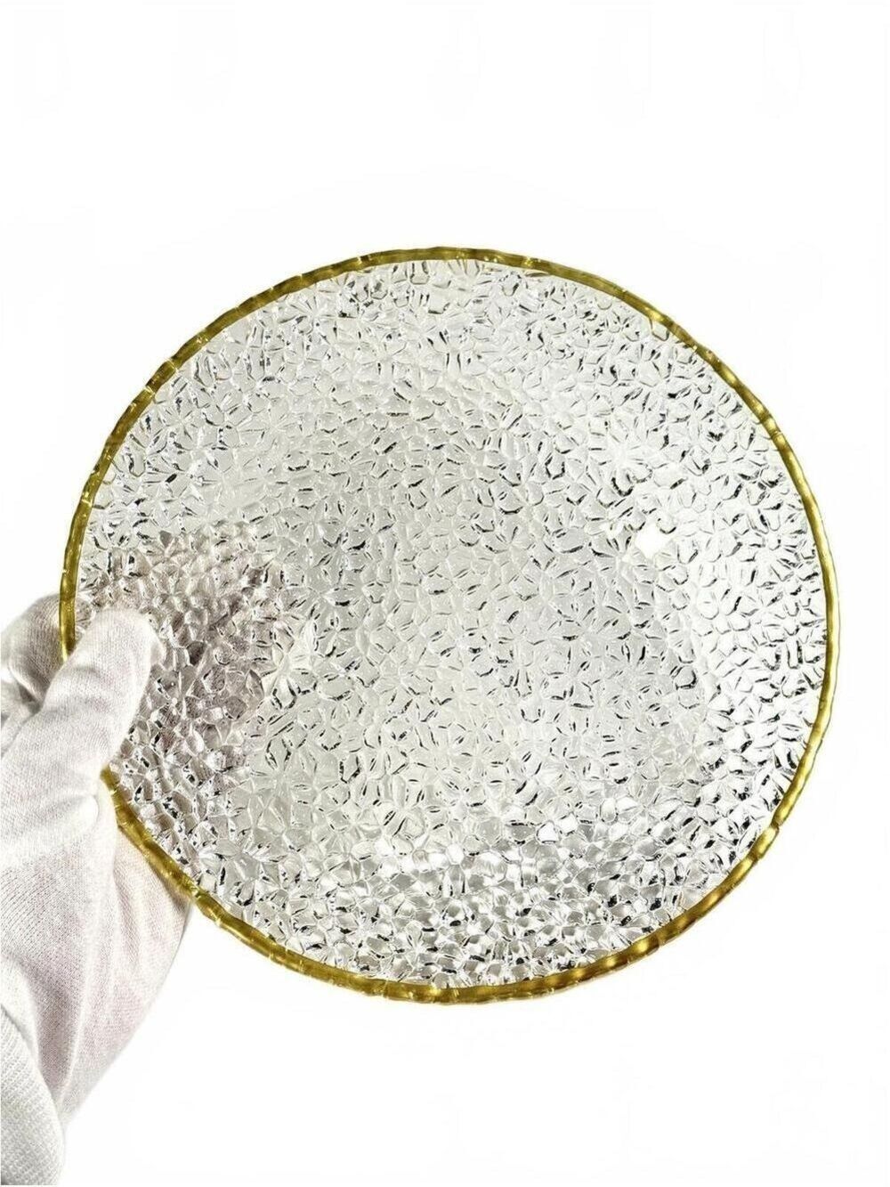 Set of 6 Hand Decorated Artistic Accents Pebble Glass Plates Gold Rim Turkey 8" - Picture 2 of 10